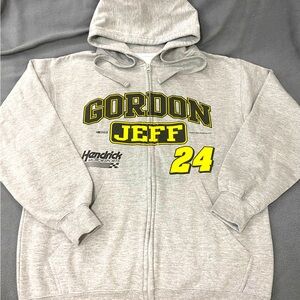 Jeff Gordon #24 NASCAR XL Full Zip Gray Hooded Jacket
